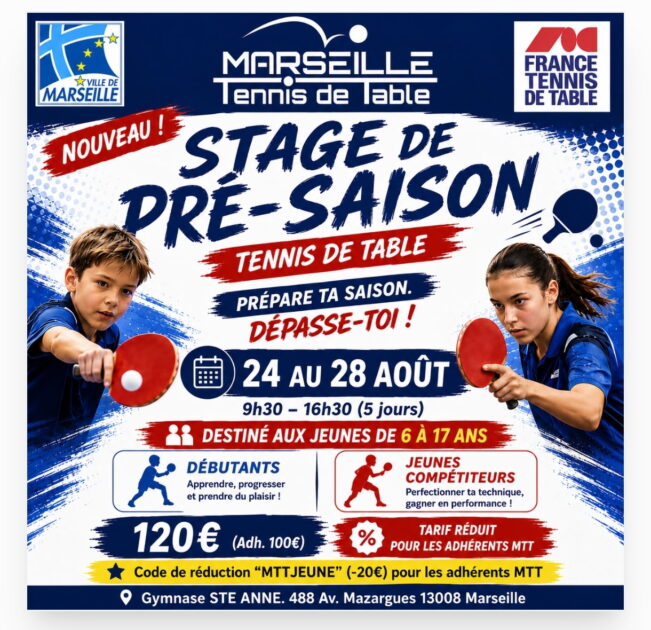 🏓 Club de tennis de table à Marseille (13) – Jeunes, adultes, compétition et sport-santé