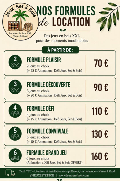Jeux, Set & Bois – Jeux en bois XXL & expériences souvenirs dans le Gard